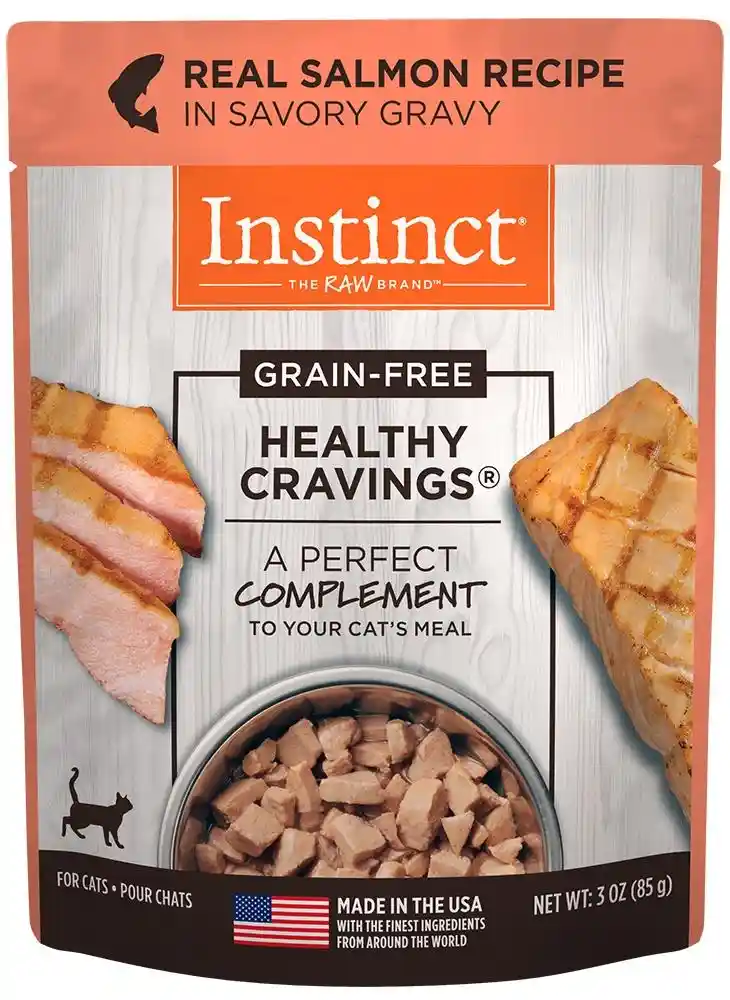 Instinct Healthy Cravings Grain Free Tender Salmon Recipe Meal Topper Pouches For Cats 3-oz
