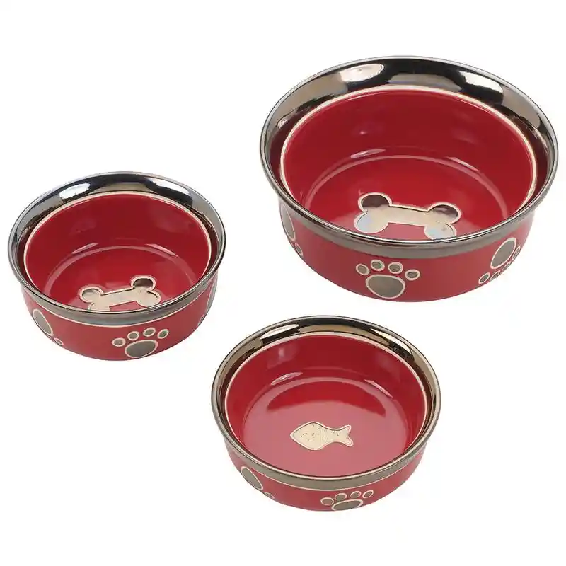 Ritz Copper Rim Dog Dish Red 7 Inch