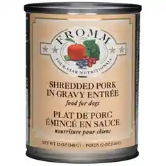 Four Star Grain Free Shredded Pork In Gravy Entree Canned Dog Food 13-oz
