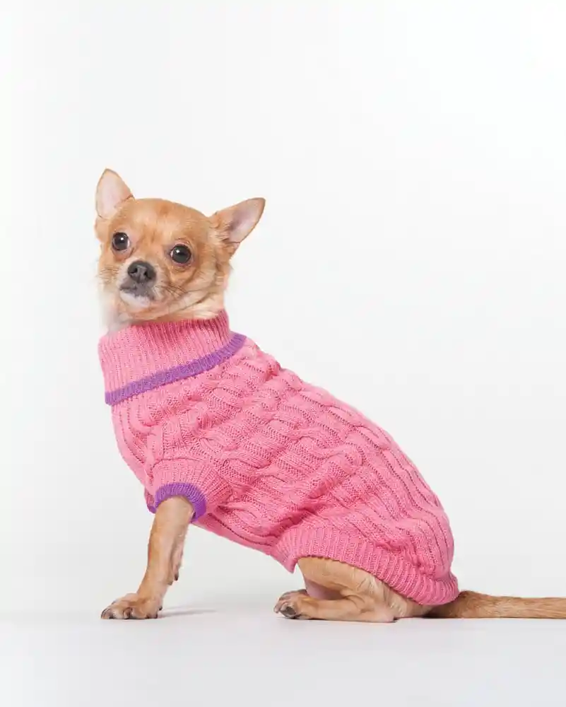 Fashion Pet Sweater Classic Cable Pink X-small