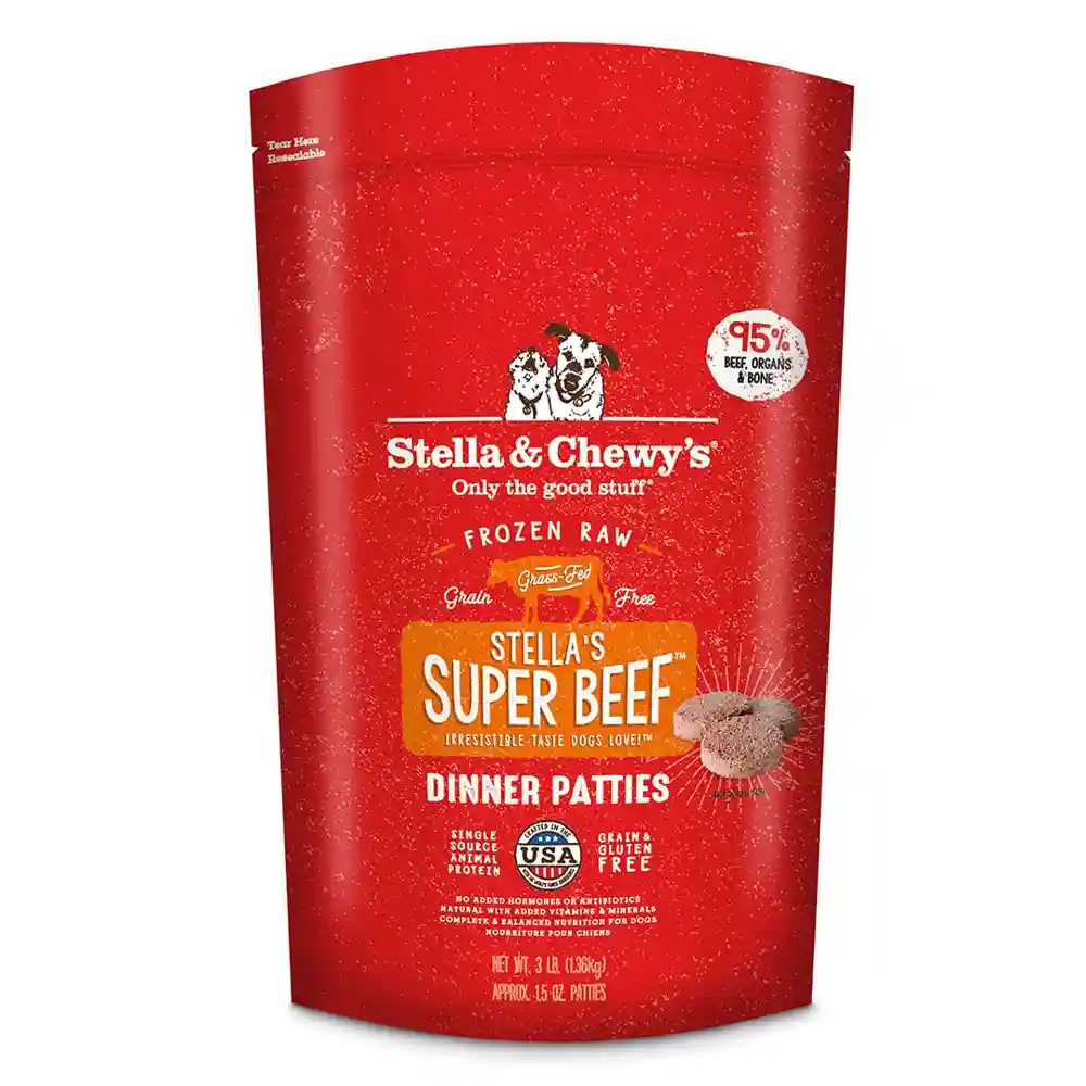 Dinner Patties Stella's Super Beef Raw Frozen Dog Food 12-lb