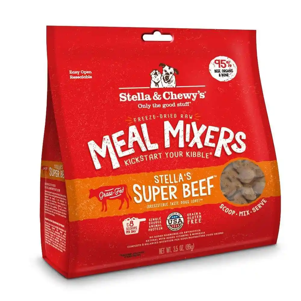 Meal Mixers Freeze Dried Raw Stella's Super Beef Grain Free Dog Food Topper 18-oz
