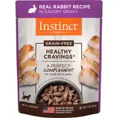 Instinct Healthy Cravings Grain Free Real Rabbit Recipe Meal Topper Pouches For Cats 3-oz