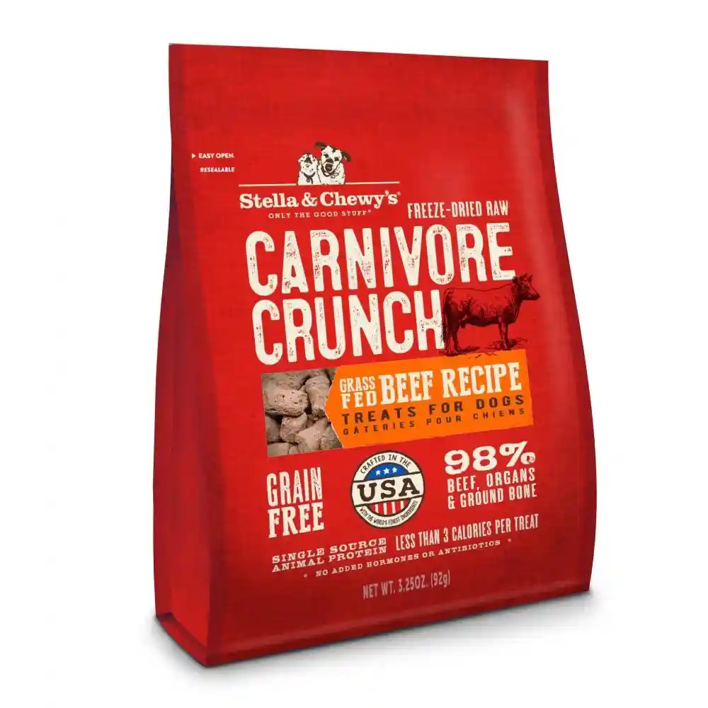Carnivore Crunch Grain Free Beef Recipe Freeze Dried Raw Dog Treats 3.25-oz