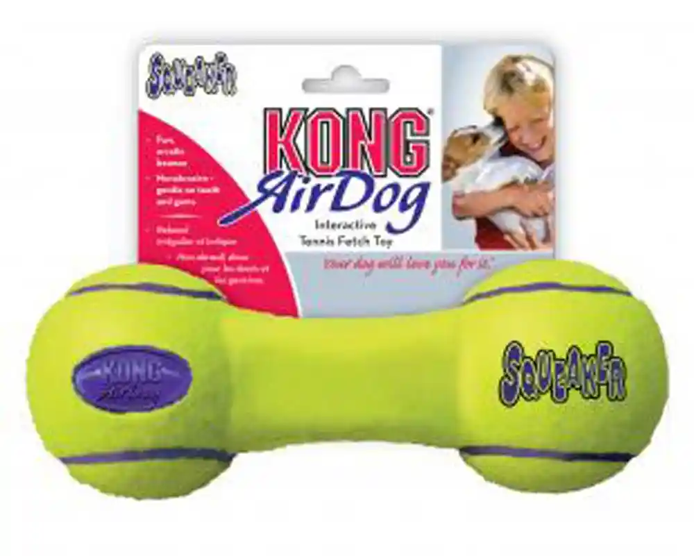 Air Kong Squeaker Dumbbell Small Yellow