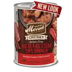 Chunky Grain-free Big Texas Steak Tips Dinner Canned Dog Food 12.7-oz