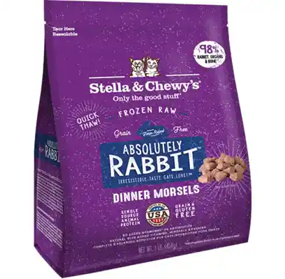 Dinner Morsels Absolutely Rabbit Frozen Raw Cat Food 1-lb