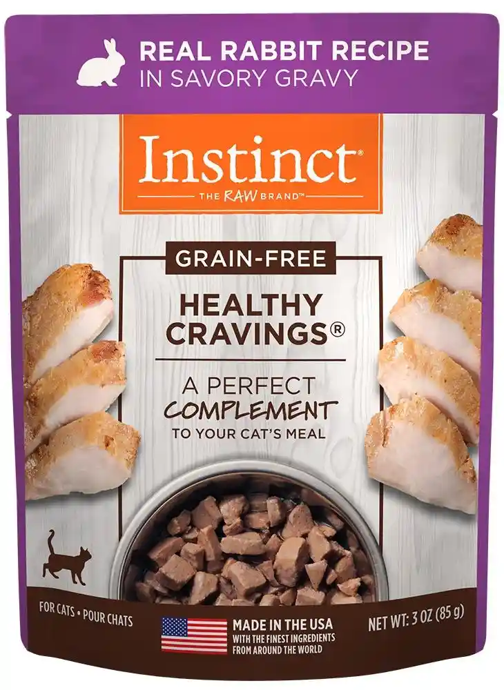 Instinct Healthy Cravings Grain Free Real Rabbit Recipe Meal Topper Pouches For Cats 3-oz