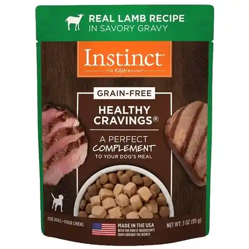Instinct Healthy Cravings Grain Free Real Lamb Recipe Meal Topper Pouches For Dogs 3-oz