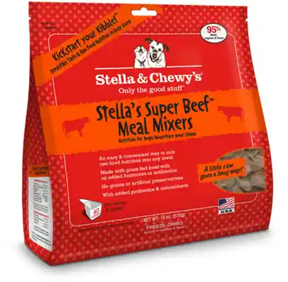 Meal Mixers Freeze Dried Raw Stella's Super Beef Grain Free Dog Food Topper 18-oz