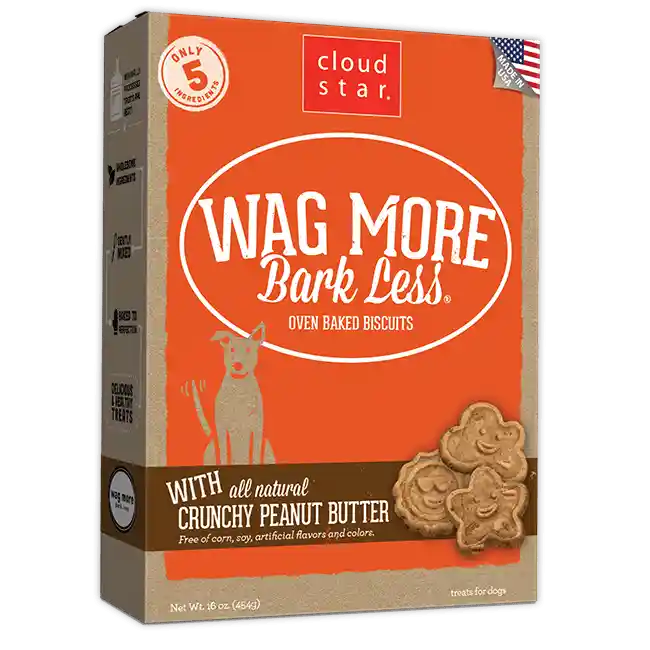 Wag More Bark Less Oven Baked Crunchy Peanut Butter Dog Treats 16-oz