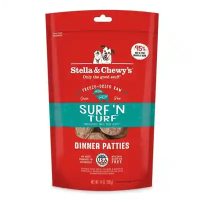 Dinner Patties Surf 'n Turf Grain Free Freeze Dried Raw Dog Food 14.0z