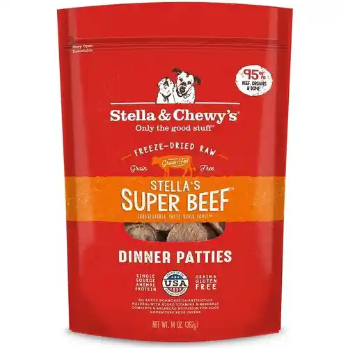 Dinner Patties Stella's Super Beef Grain Free Freeze Dried Raw Dog Food 25-oz