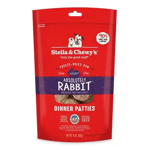 Dinner Patties Absolutely Rabbit Grain Free Freeze Dried Raw Dog Food 14-oz