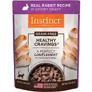 Instinct Healthy Cravings Grain Free Real Rabbit Recipe Meal Topper Pouches For Cats 3-oz
