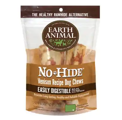 No-hide Easily Digestible Rawhide Alternative Venison Flavor Dog Chews 4" - 2-pack