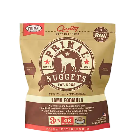 Raw Frozen Canine Lamb Formula Nuggets Dog Food 3-lb