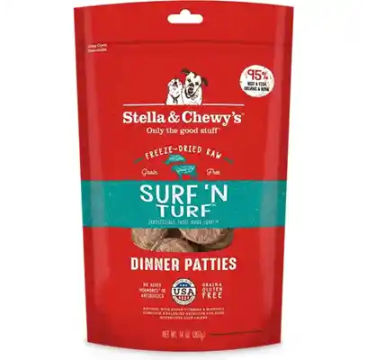 Dinner Patties Surf 'n Turf Grain Free Freeze Dried Raw Dog Food 14.0z
