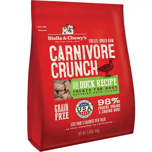 Carnivore Crunch Grain Free Duck Recipe Freeze Dried Raw Dog Treats 3.25-oz