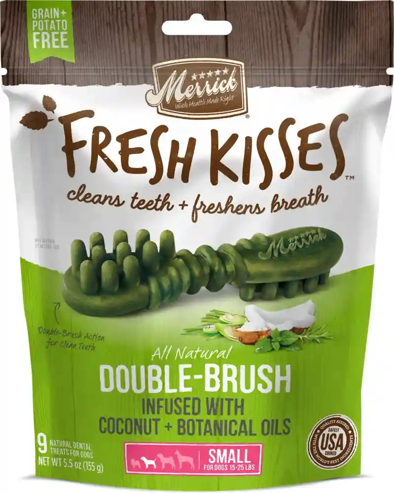 Fresh Kisses Double-brush Coconut Oil & Botanicals Small Grain-free Dental Dog Treats S Dog - 15 Cou