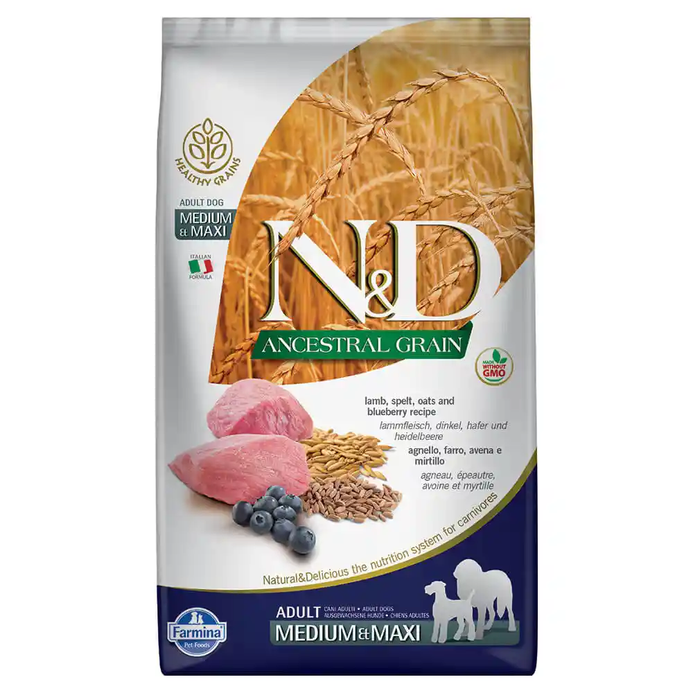 Farmina N&d Ancestral Grain Lamb & Blueberry Medium & Maxi Adult Dry Dog Food 5.5-lb