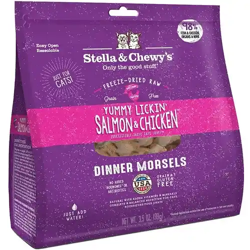 Dinner Morsels Yummy Lickin' Salmon & Chicken Grain Free Freeze Dried Raw Cat Food 3.5-oz