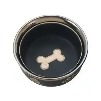 Ritz Copper Rim Dog Dish Black 7 Inch
