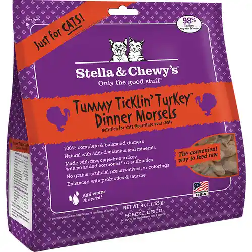 Dinner Morsels Tummy Ticklin' Turkey Grain Free Freeze Dried Raw Cat Food 8-oz