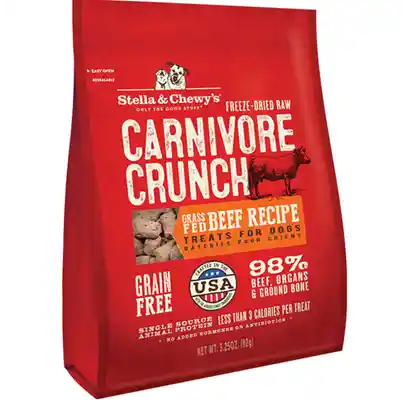 Carnivore Crunch Grain Free Beef Recipe Freeze Dried Raw Dog Treats 3.25-oz