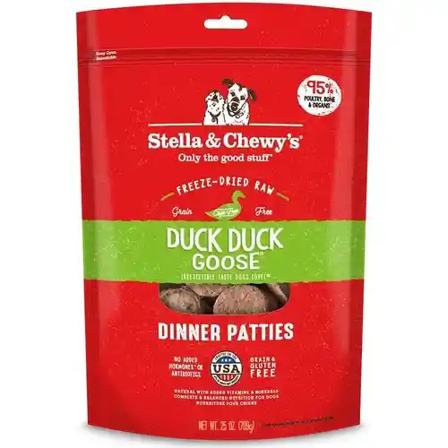 Dinner Patties Duck Goose Grain Free Freeze Dried Raw Dog Food 25-oz