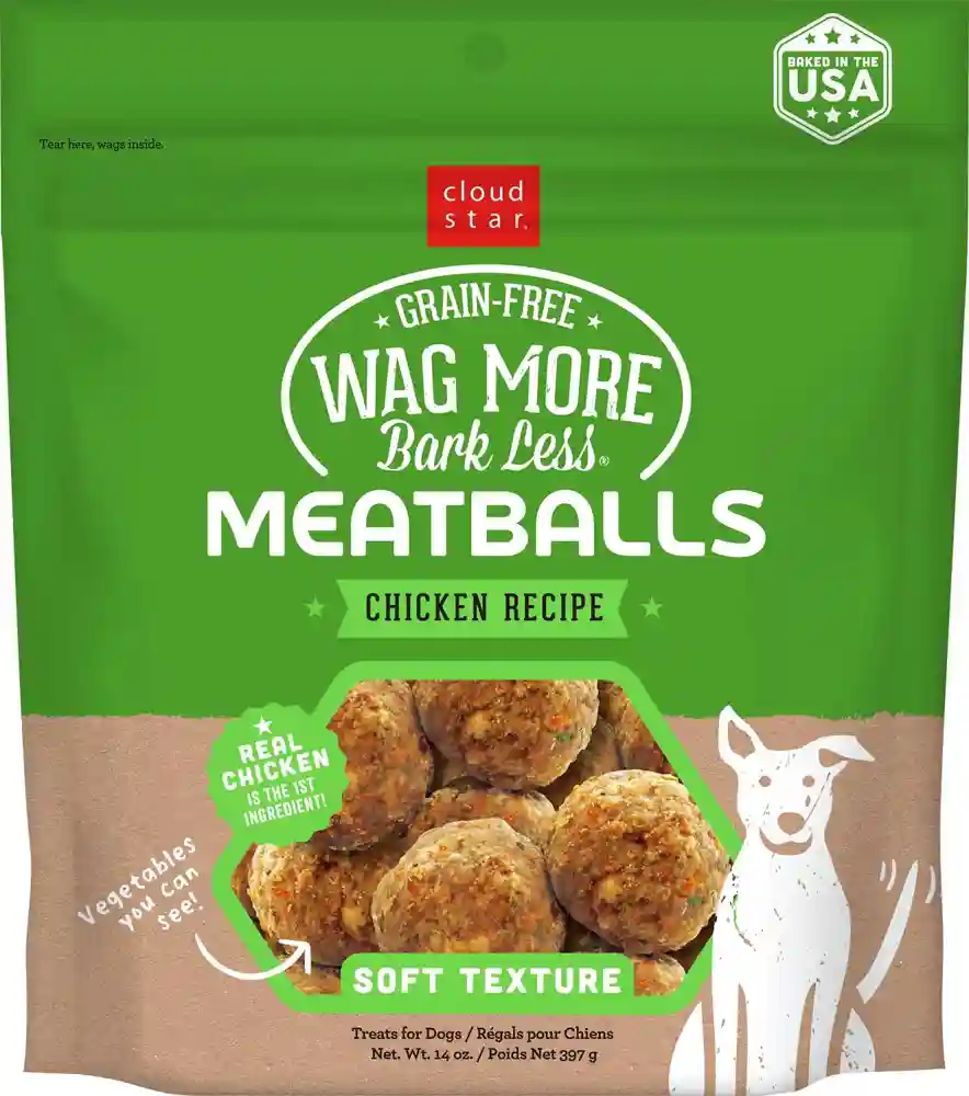 Wag More Bark Less Meatballs Grain-free Chicken Recipe Dog Treats 14-oz