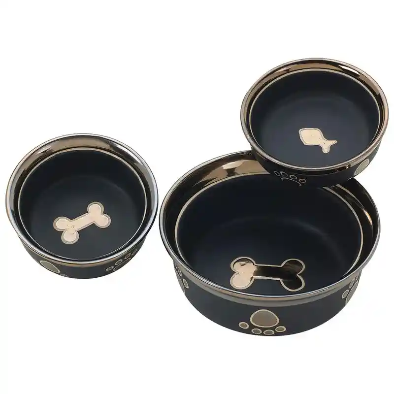 Ritz Copper Rim Dog Dish Black 7 Inch