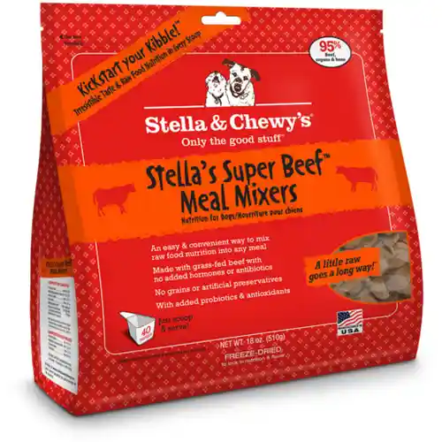 Meal Mixers Freeze Dried Raw Stella's Super Beef Grain Free Dog Food Topper 18-oz