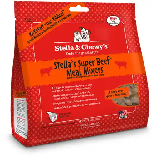 Meal Mixers Freeze Dried Raw Stella's Super Beef Grain Free Dog Food Topper 3.5-oz