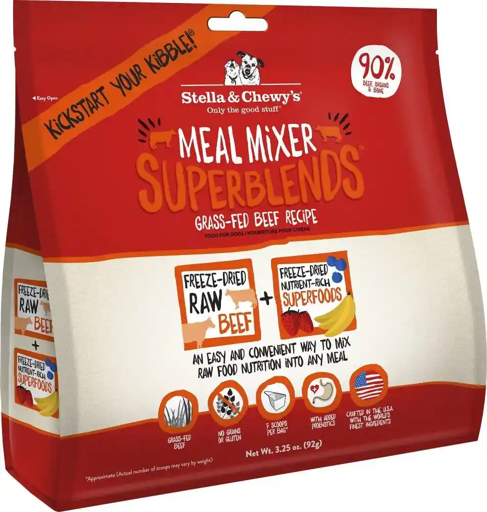 Meal Mixer Superblends Grain Free Grass Fed Beef Recipe Freeze Dried Raw Dog Food Topper 16-oz