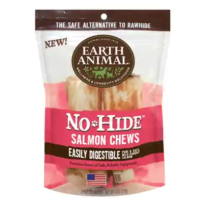 No-hide Easily Digestible Rawhide Alternative Salmon Flavor Dog Chews 4" - 2-pack