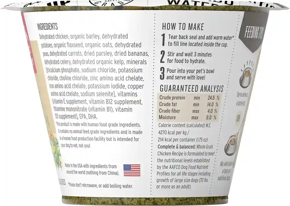Whole Grain Chicken Recipe Dehydrated Dog Food Cups 1.75-oz
