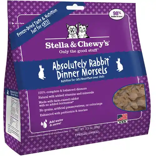 Dinner Morsels Absolutely Rabbit Grain Free Freeze Dried Raw Cat Food 3.5-oz