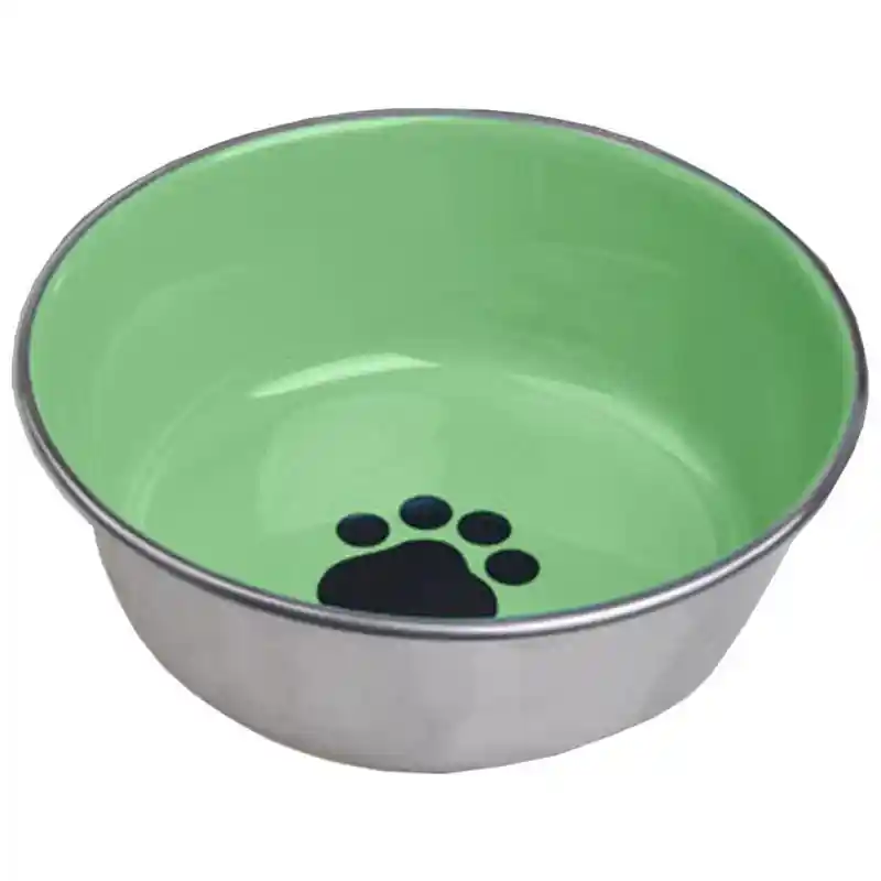 Ss Non-skid Dish W/ Decorated Enamel Interior Assorted 24 Oz;
