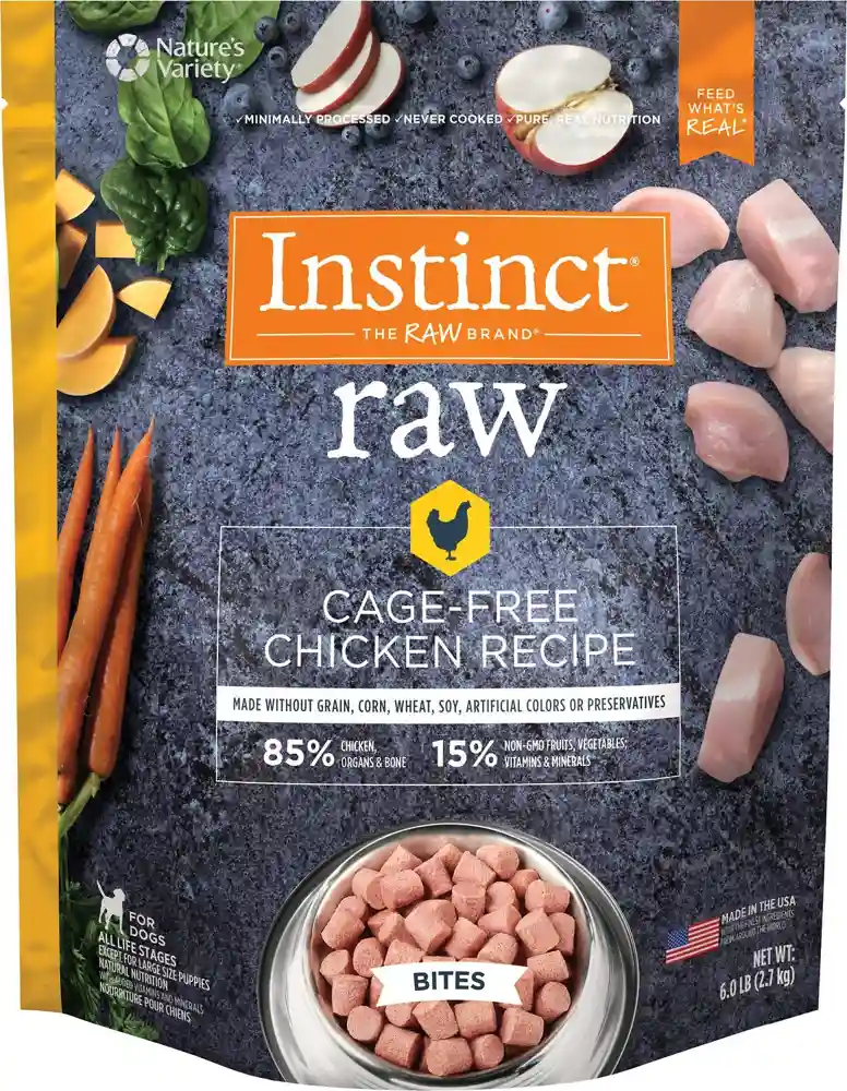 Instinct Frozen Raw Bites Grain-free Cage-free Chicken Recipe Dog Food 6-lb