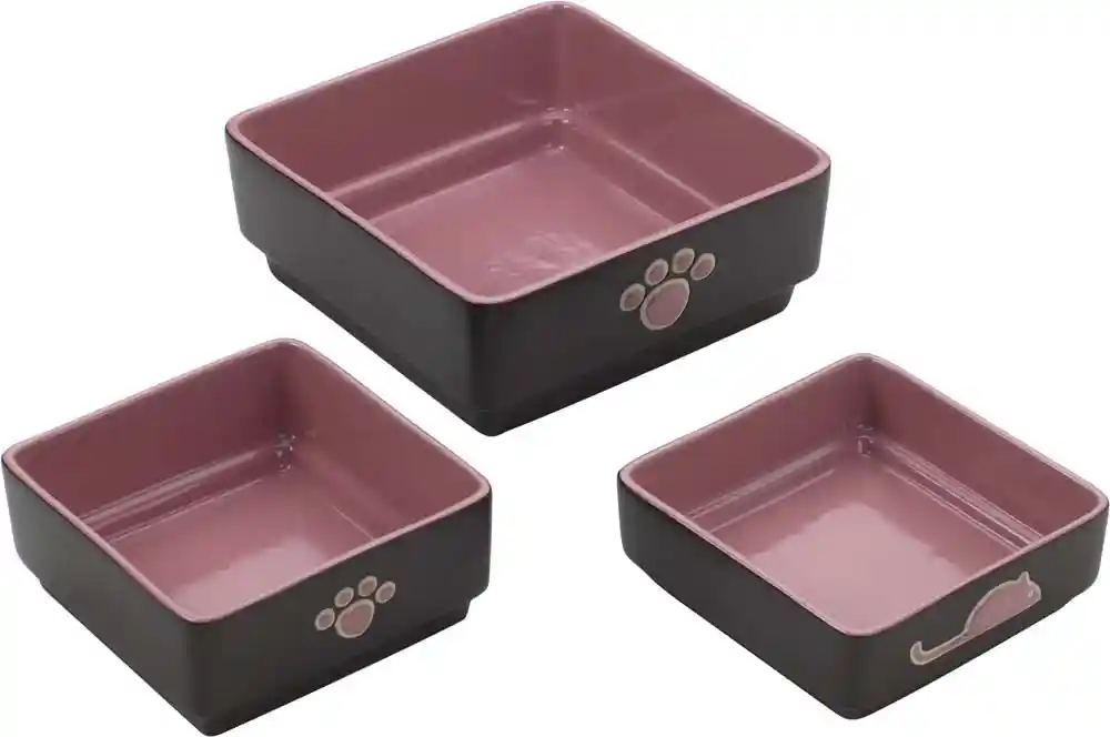 Ethical Four Square Dog Dish Pink 5"