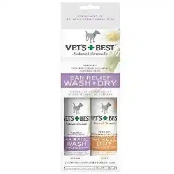 Vets Best Ear Relief Wash & Dry Powder 2 Pack