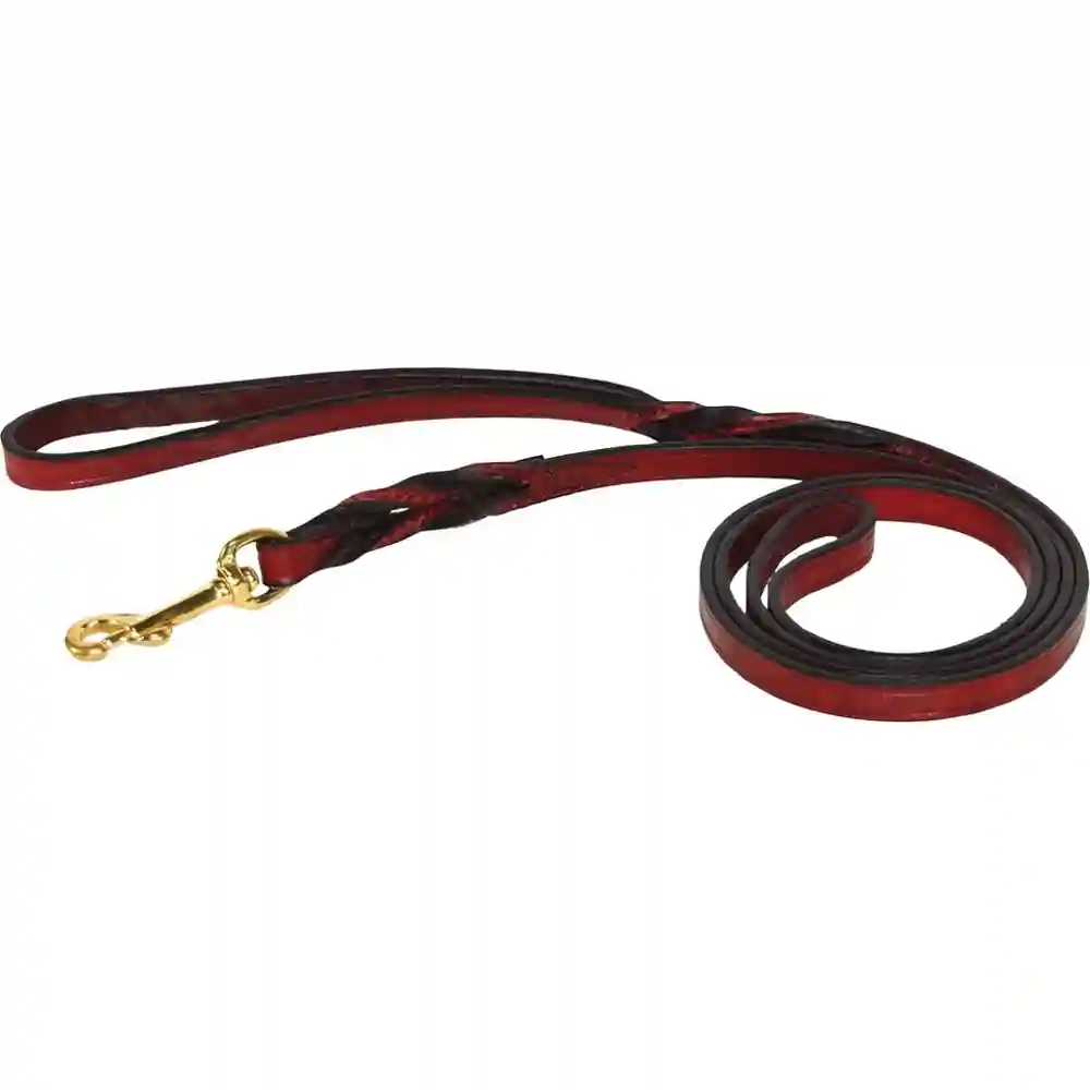 Leather Twisted Lead With Snap Burgundy 3/4"x6'