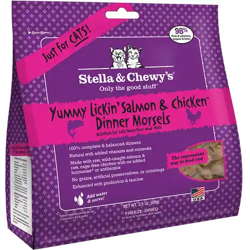 Dinner Morsels Yummy Lickin' Salmon & Chicken Grain Free Freeze Dried Raw Cat Food 3.5-oz