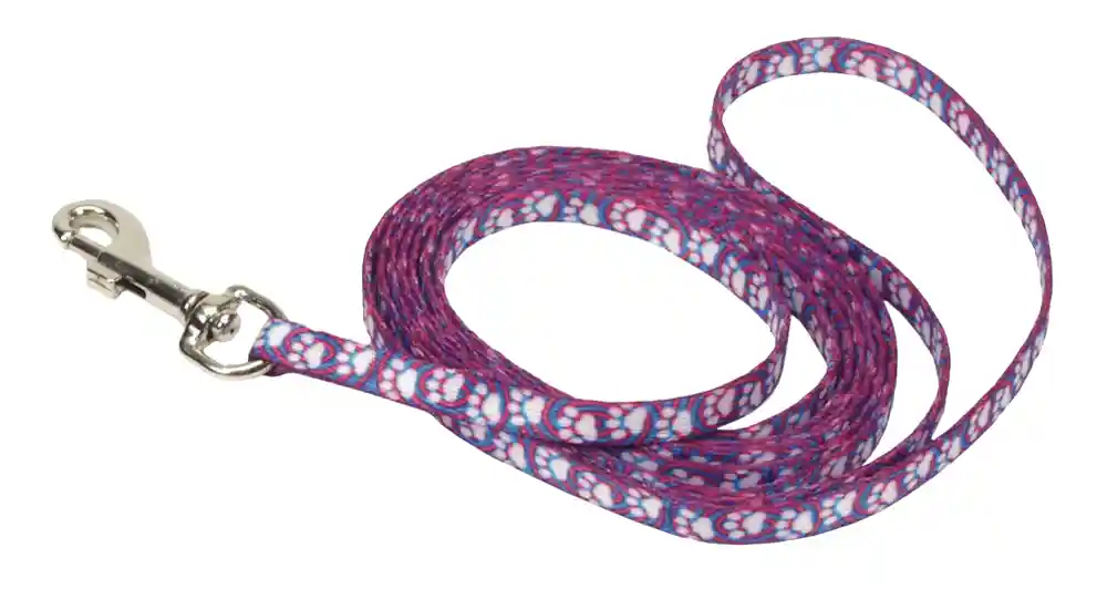 Patterned Dog Leash With E-z Snap®, Light Blue Paw, 3/8" X 06'