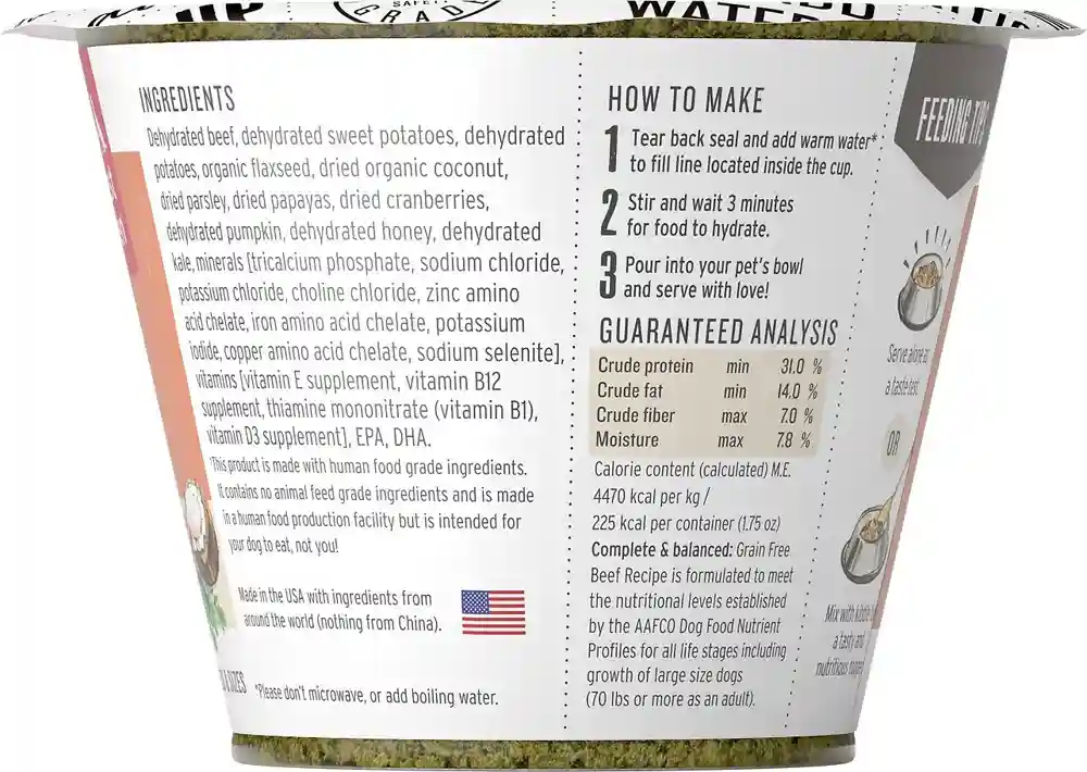Grain-free Beef Recipe Dehydrated Dog Food Cup 1.75-oz