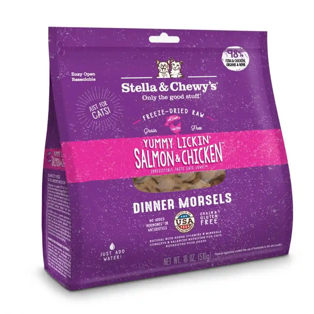 Dinner Morsels Yummy Lickin' Salmon & Chicken Grain Free Freeze Dried Raw Cat Food 3.5-oz