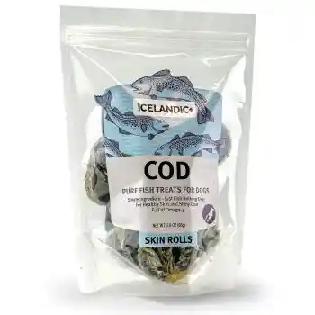 + Cod Skin Rolls Dog Treats 3-oz