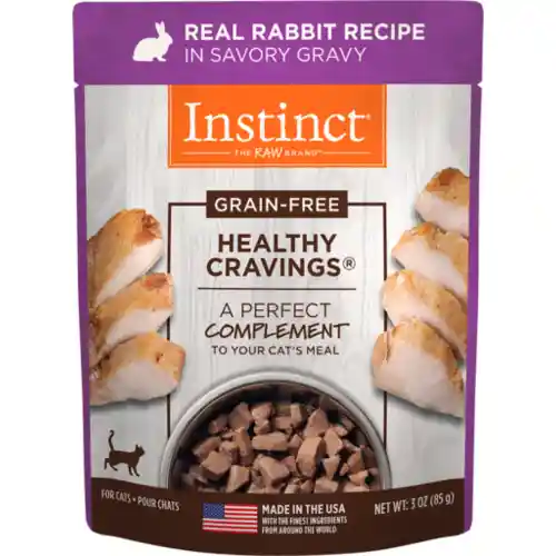 Instinct Healthy Cravings Grain Free Real Rabbit Recipe Meal Topper Pouches For Cats 3-oz