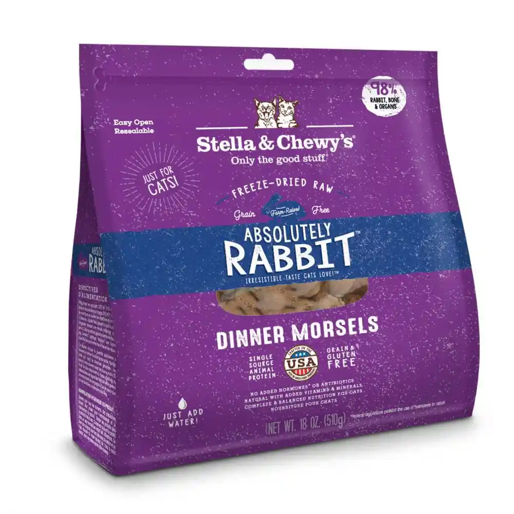 Dinner Morsels Absolutely Rabbit Grain Free Freeze Dried Raw Cat Food 3.5-oz